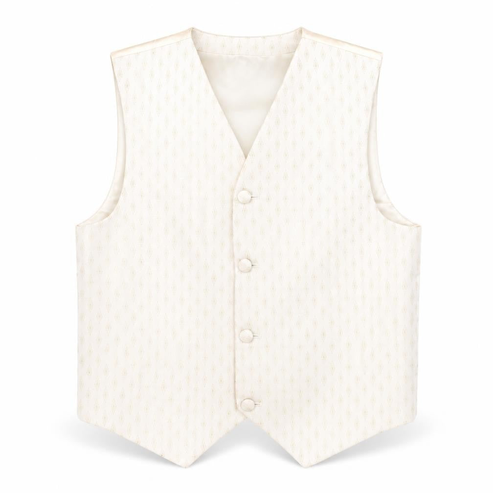 Front view of Next boys’ ivory waistcoat, size 9, formal three-button