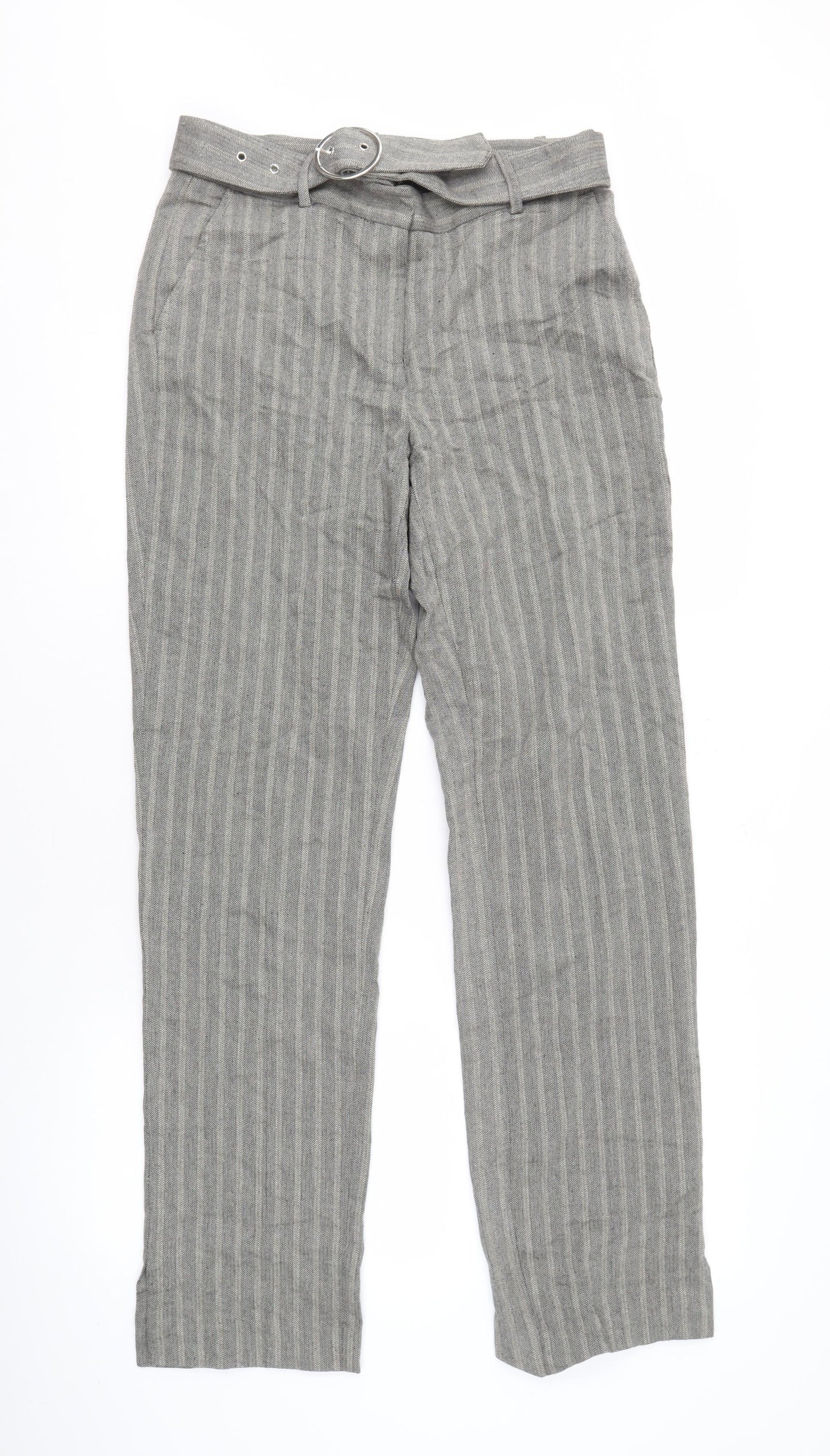 Zara Women's Grey Striped Trousers - Size S
