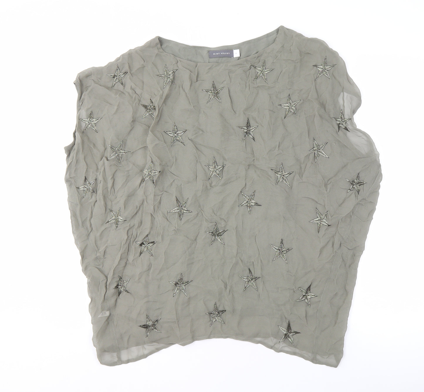 Mint Velvet Women's Green Embroidered Blouse, Size 10