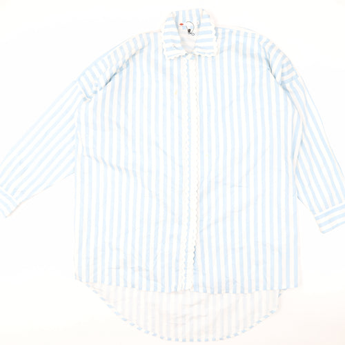 Khaadi Women's Blue Striped Button-Up Shirt M