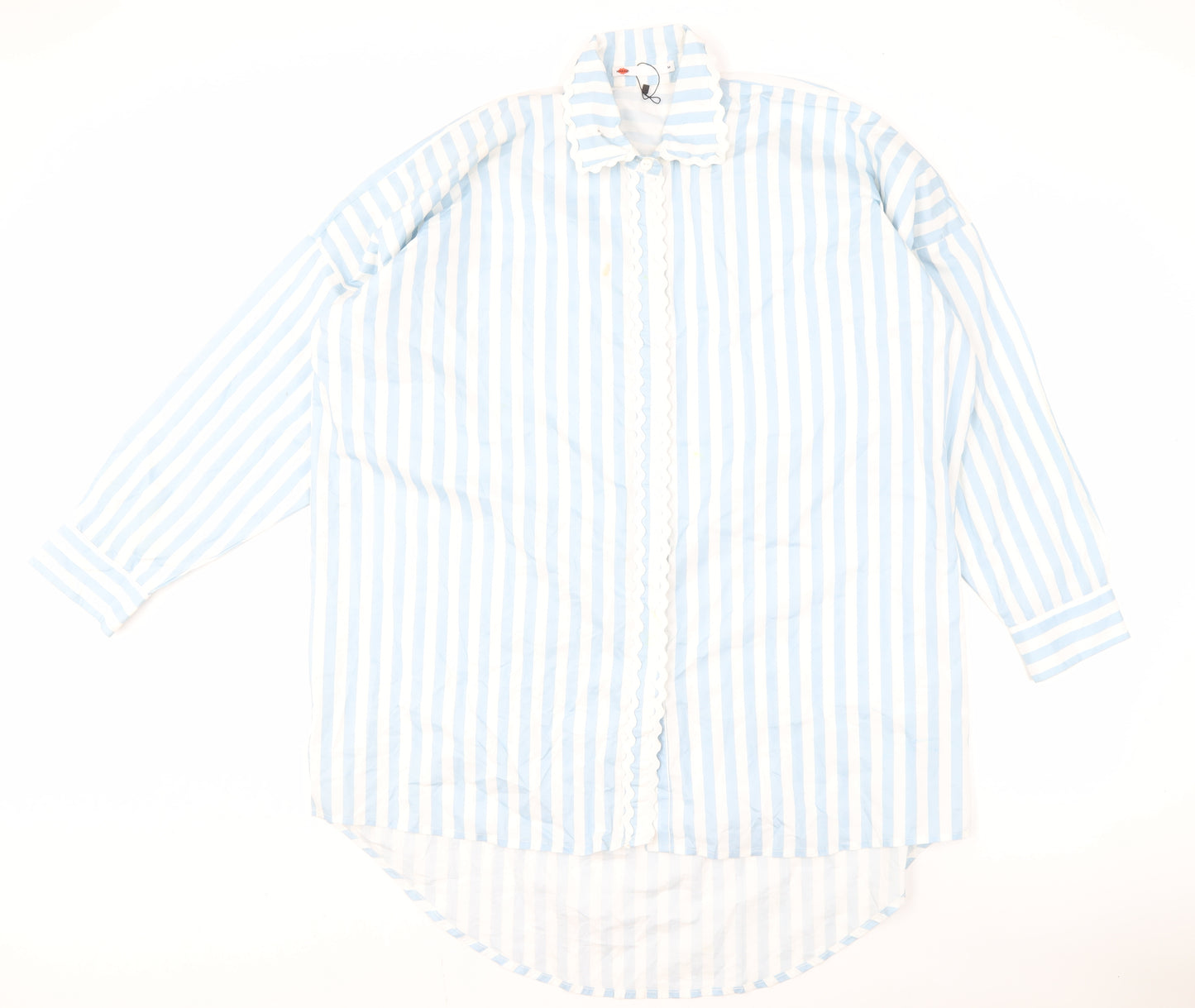 Khaadi Women's Blue Striped Button-Up Shirt M