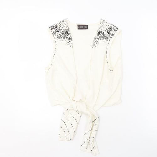Principles Women's White Sleeveless Studded Vest Size 14