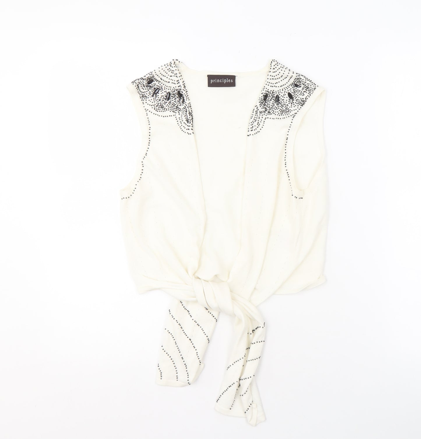 Principles Women's White Sleeveless Studded Vest Size 14