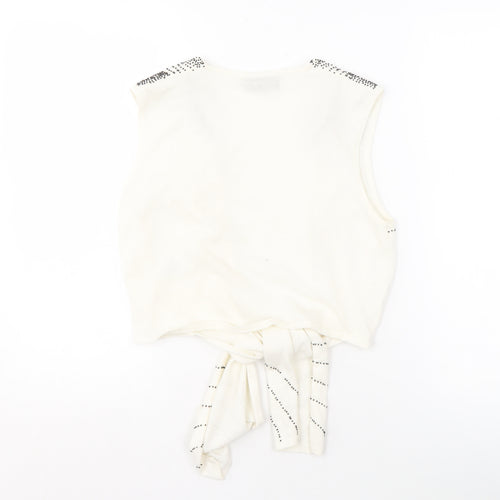 Principles Women's White Sleeveless Studded Vest Size 14