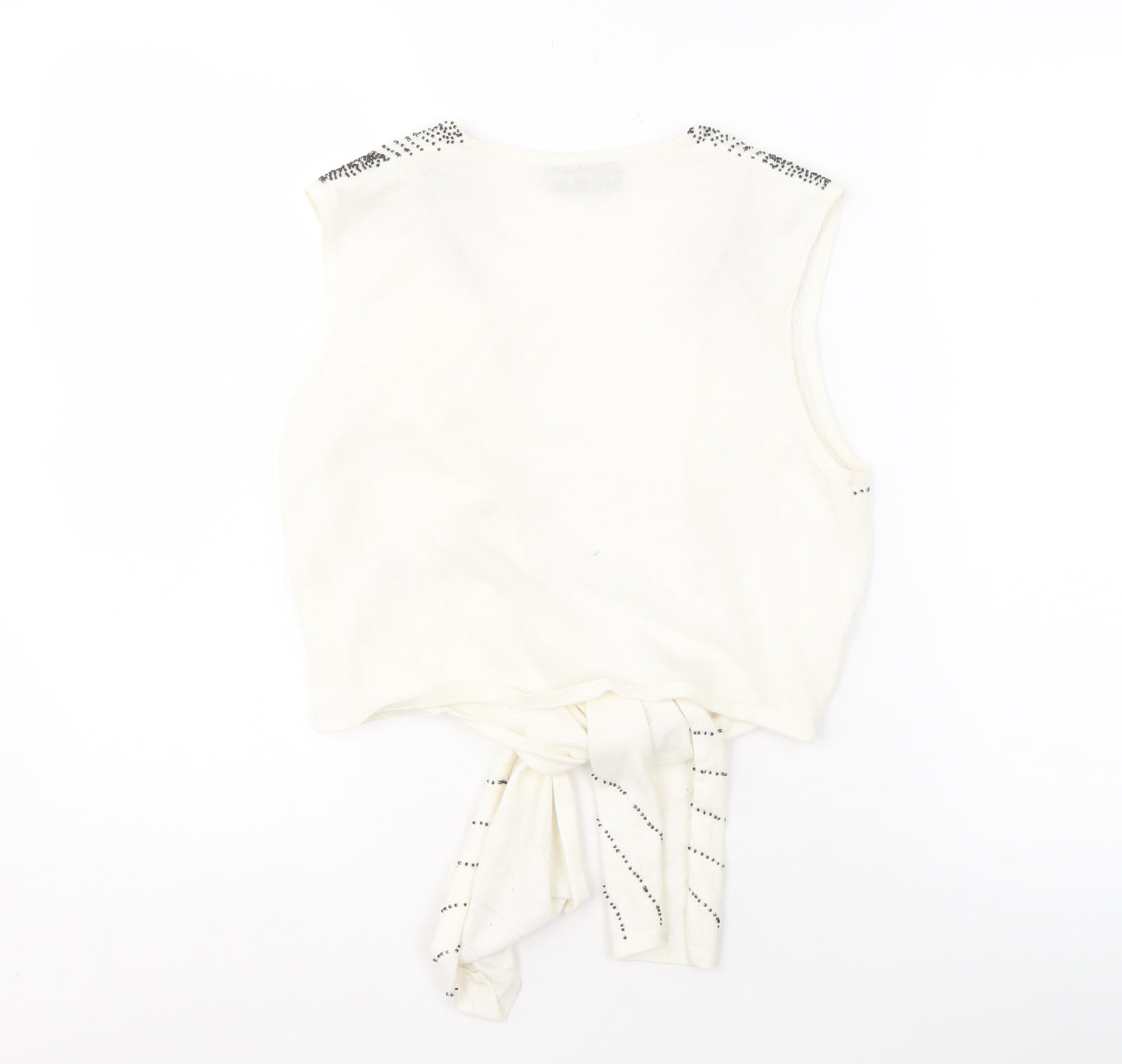 Principles Women's White Sleeveless Studded Vest Size 14
