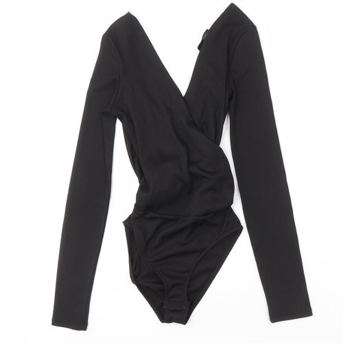 Topshop Women's Black Long Sleeve Wrap Blouse - Size 6