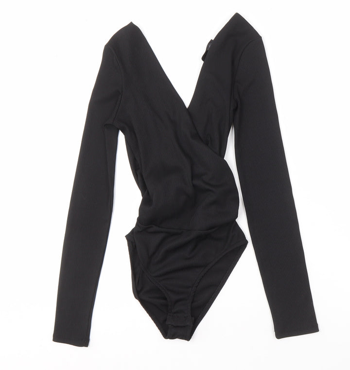 Topshop Women's Black Long Sleeve Wrap Blouse - Size 6