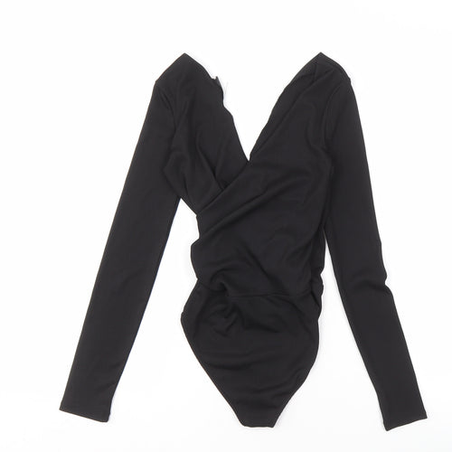 Topshop Women's Black Long Sleeve Wrap Blouse - Size 6