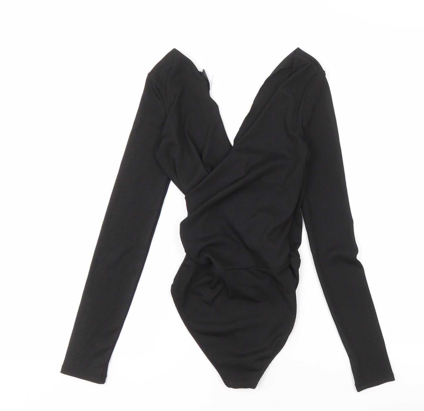 Topshop Women's Black Long Sleeve Wrap Blouse - Size 6