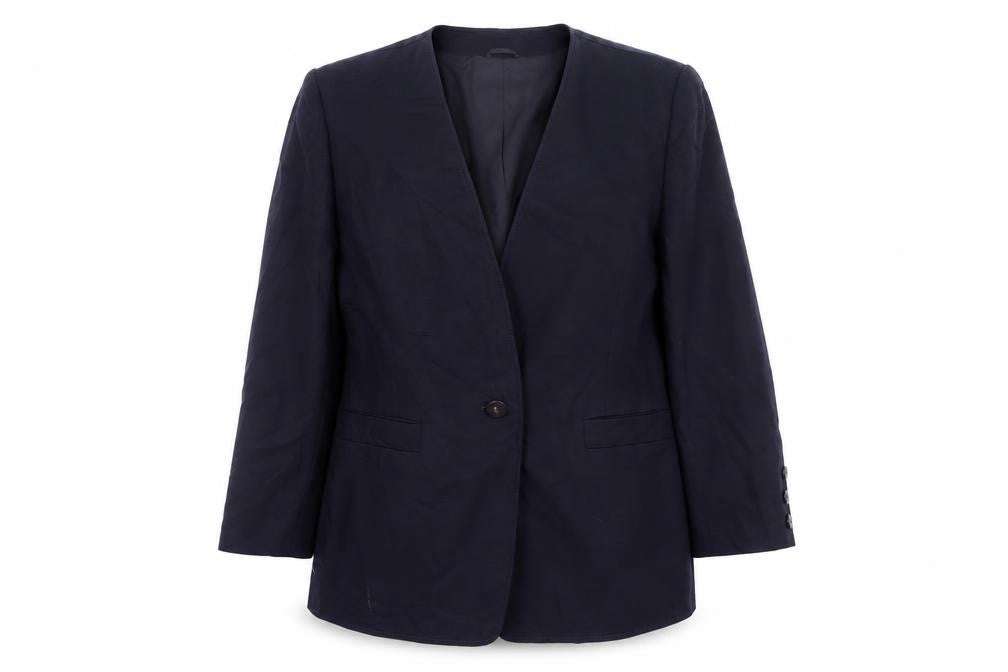 Front view of Windsmoor Women's Blue Wool Blazer, size 14