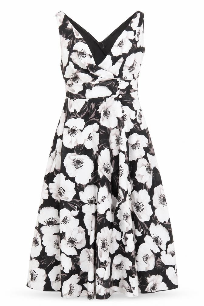 Front view of ASOS DESIGN Women's Black Floral Dress, size 12
