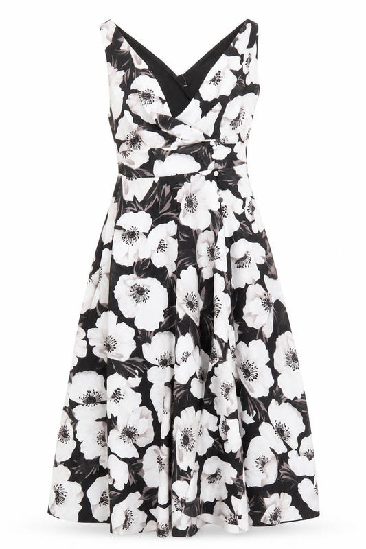 Front view of ASOS DESIGN Women's Black Floral Dress, size 12