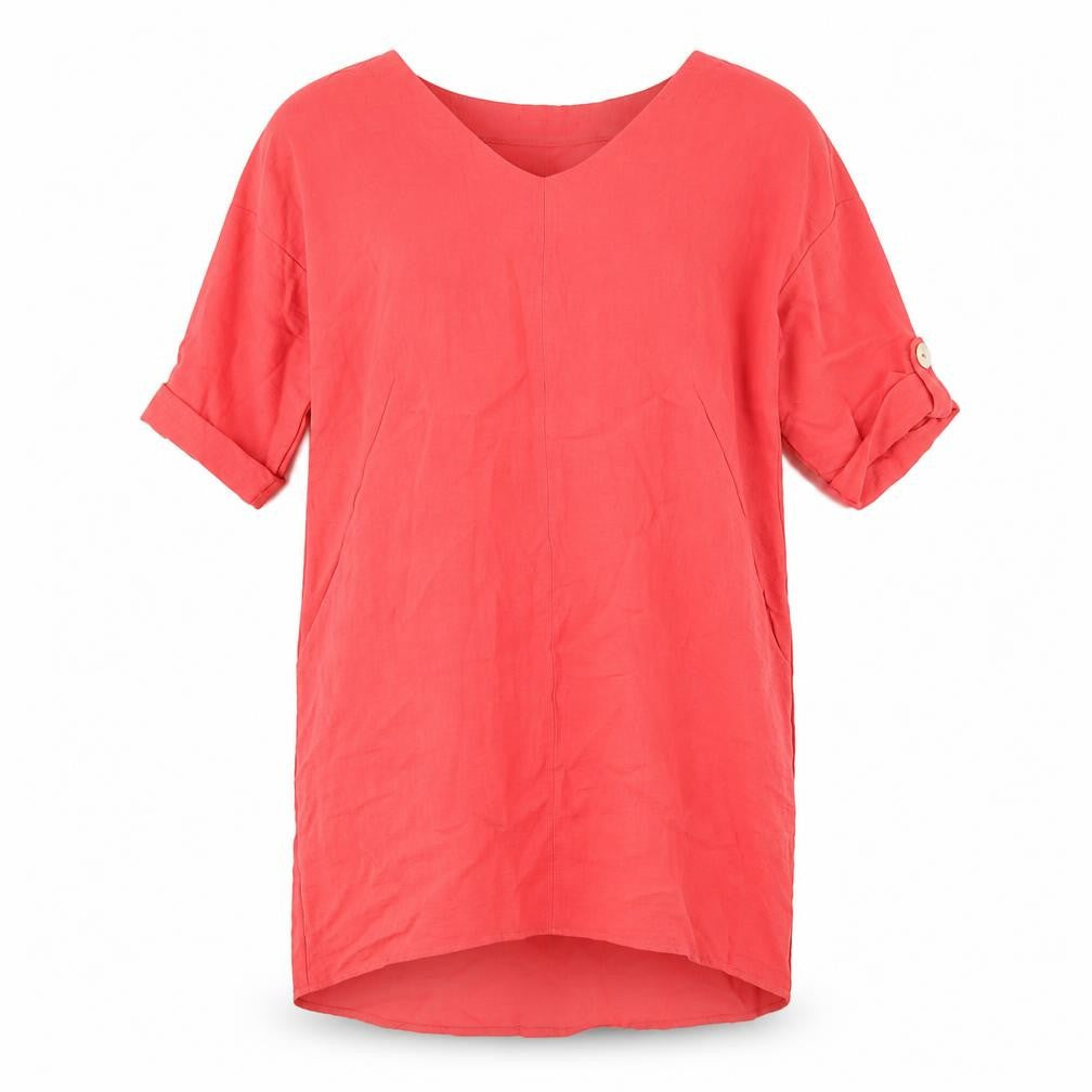 Front view of Viza Viza Women's Red Shift Dress M, Casual Spring Style