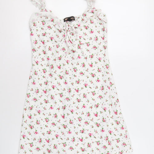 Pink Vanilla Women's White Floral Dress Size 10