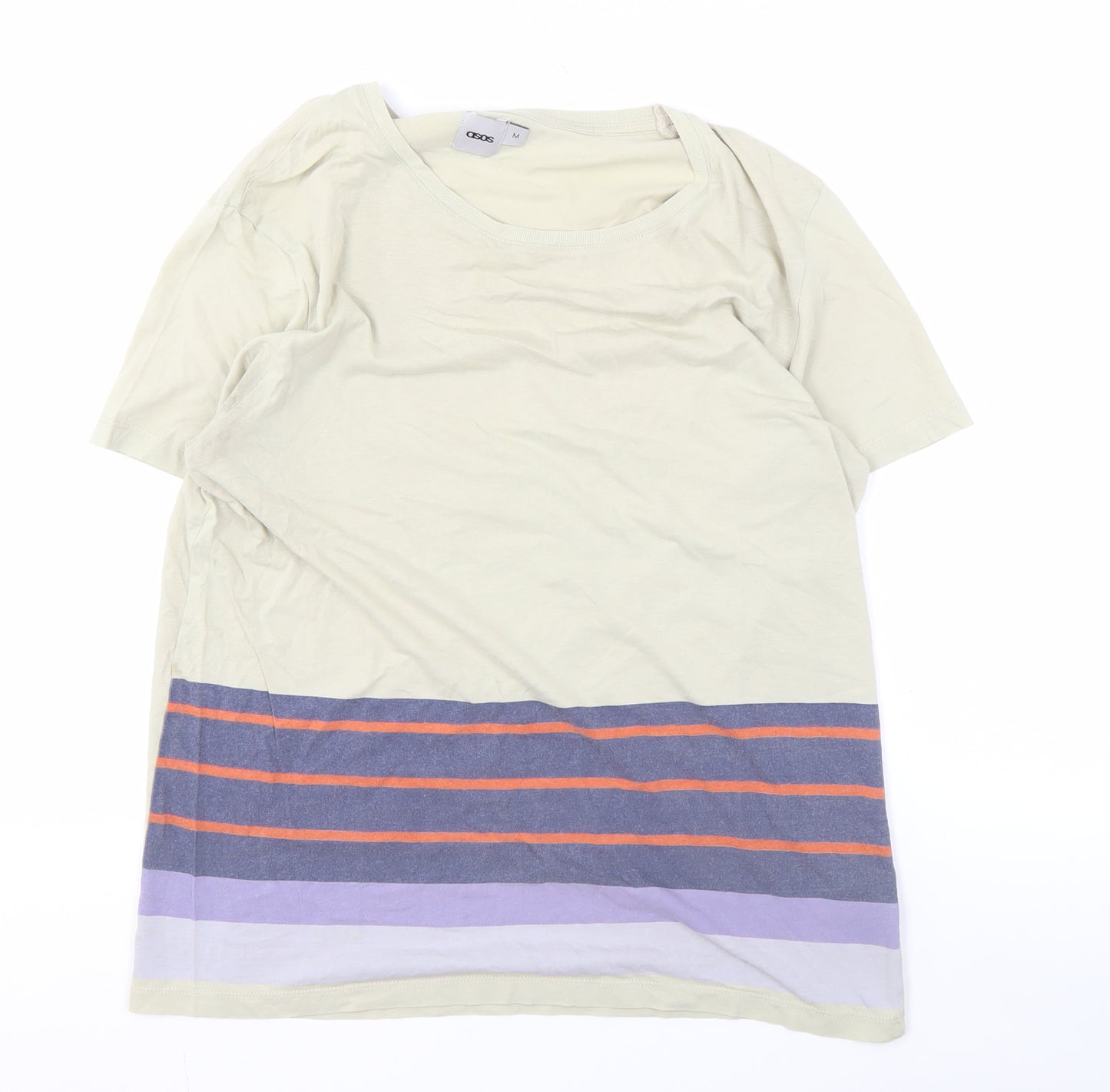 ASOS Men's Beige Striped T-Shirt, Size M