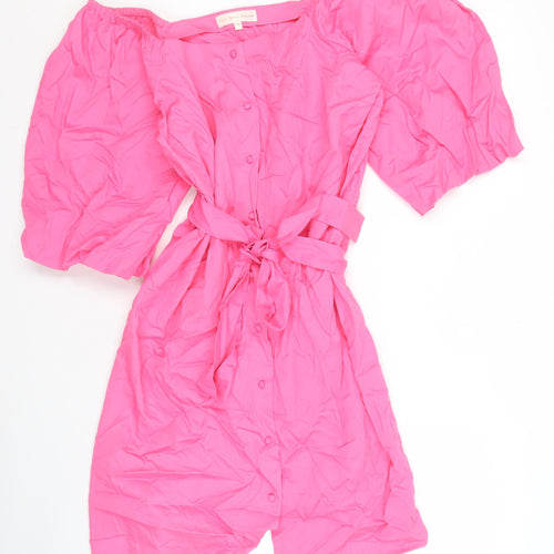 Next Women Pink Cotton Short Sleeve Dress Size 14