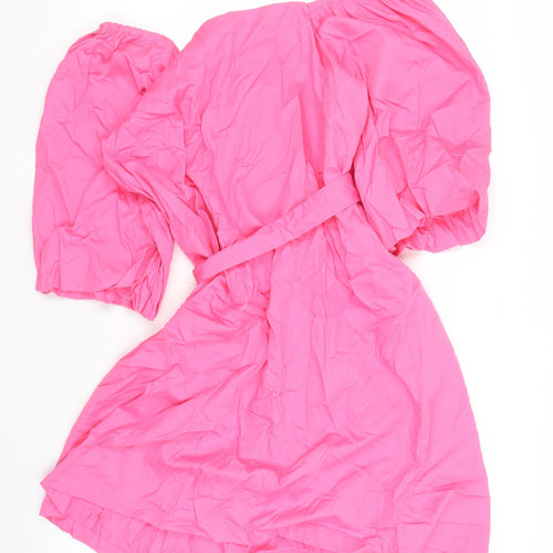 Next Women Pink Cotton Short Sleeve Dress Size 14