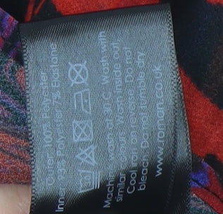 Roman Women's Geometric Red Top, Size 16, Multicoloured