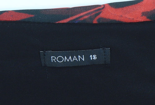 Roman Women's Geometric Red Top, Size 16, Multicoloured