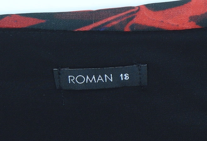 Roman Women's Geometric Red Top, Size 16, Multicoloured