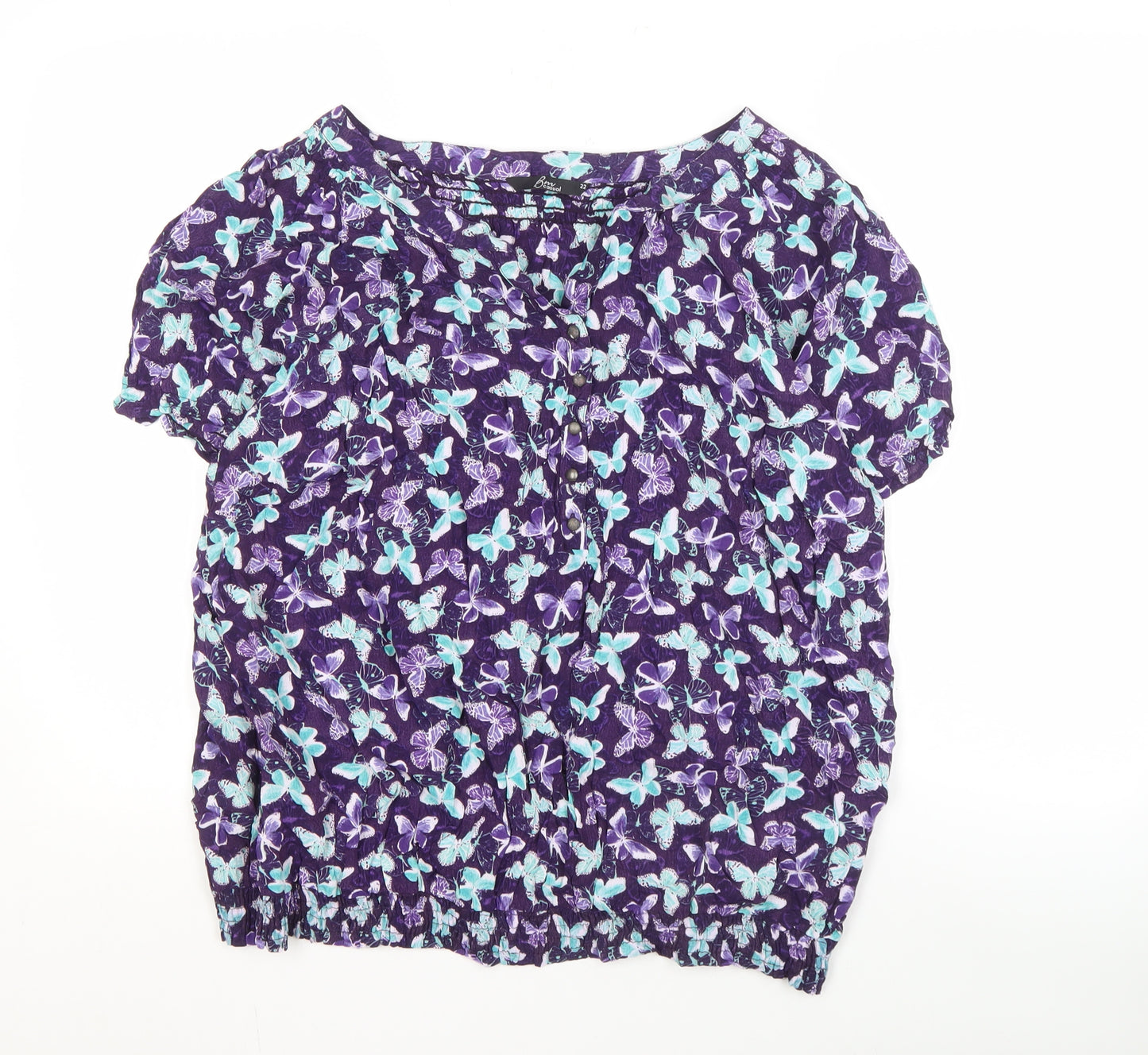 BM Casual Women's Purple Plus Size Butterfly Top