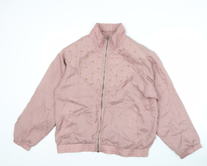 Maurada Women's Pink Silk Bomber Jacket M