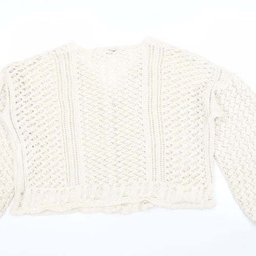 In The Style Women's Ivory V-Neck Cardigan L