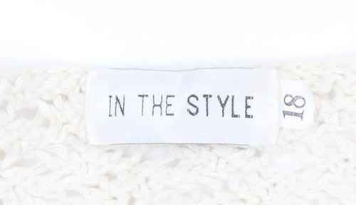 In The Style Women's Ivory V-Neck Cardigan L