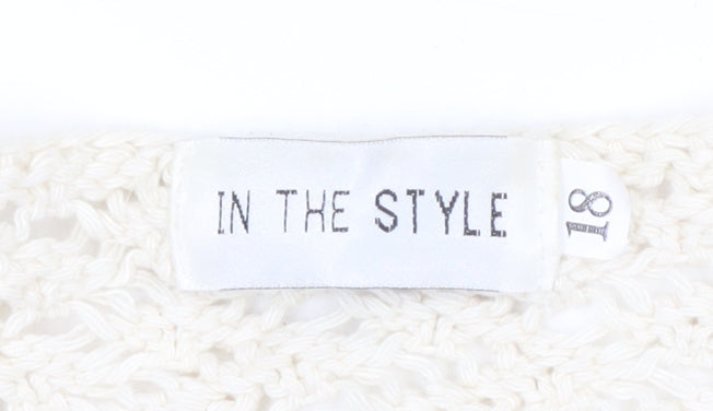 In The Style Women's Ivory V-Neck Cardigan L