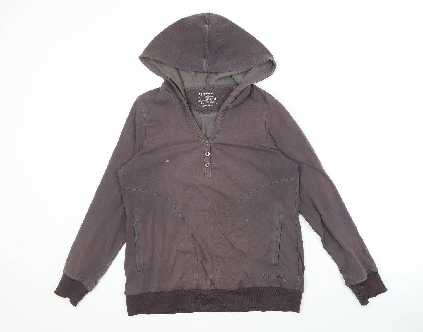 Sprayway Women's Grey Henley Hoodie, Size 10, Hooded