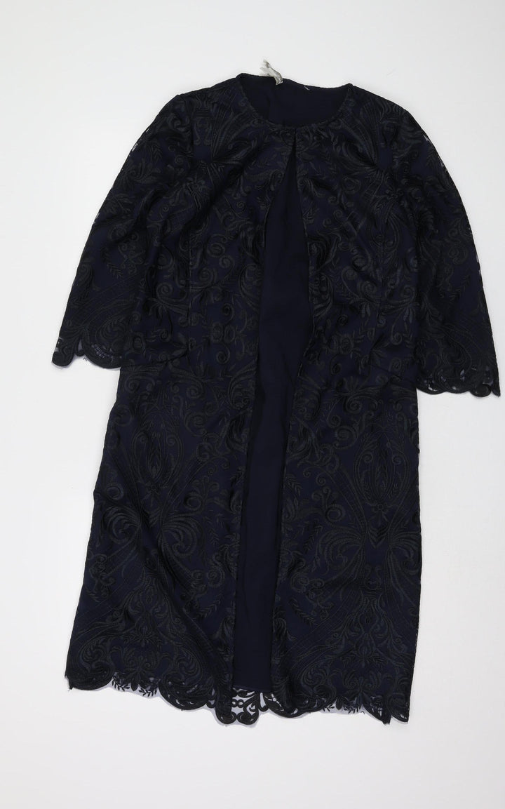 Monsoon Women's Blue Embroidered Coat Size 10