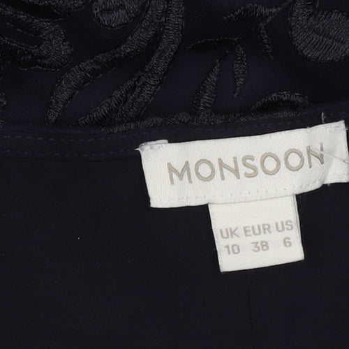 Monsoon Women's Blue Embroidered Coat Size 10