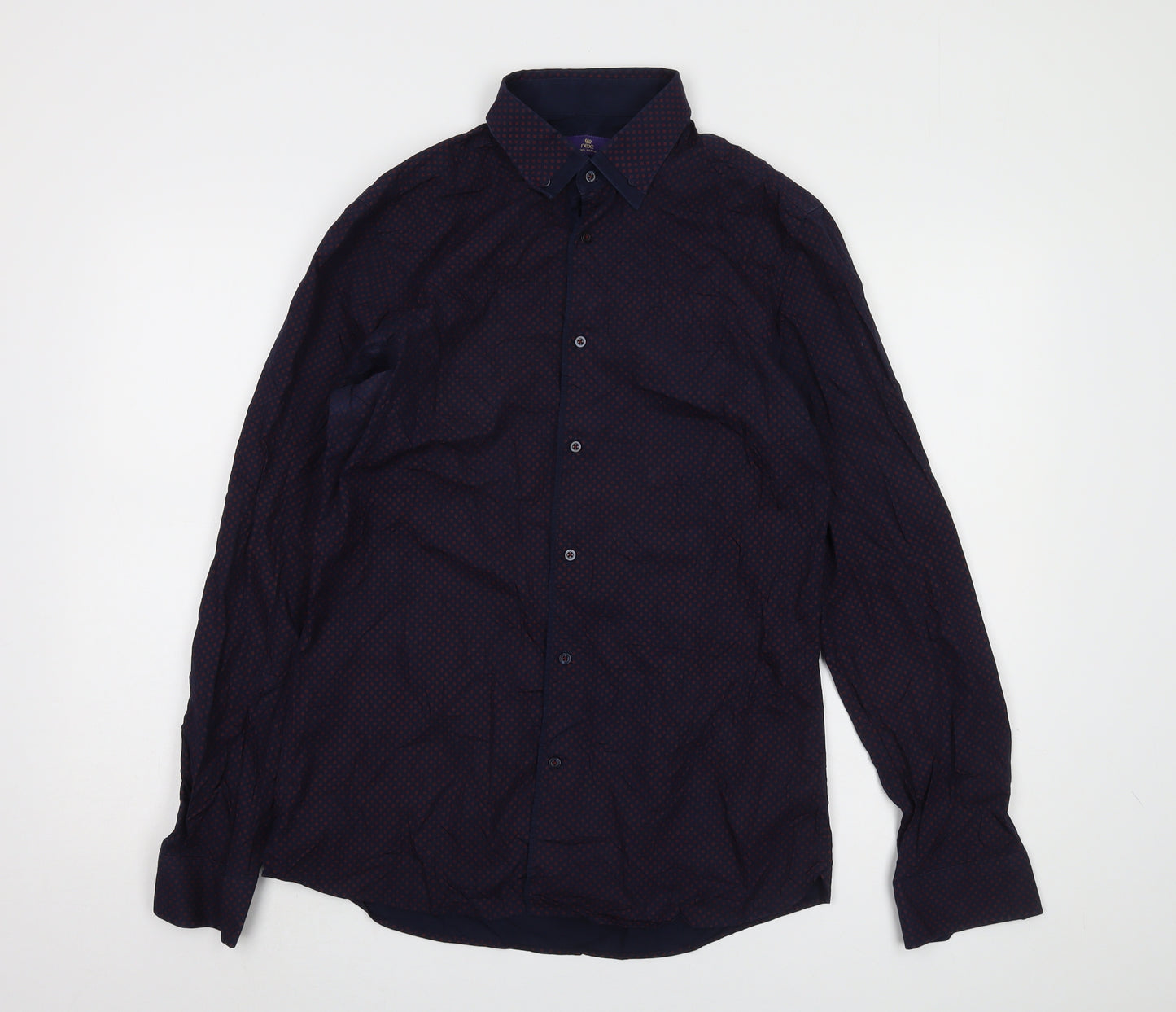 Next Men's Slim Fit Blue Geometric Shirt Size 15.5