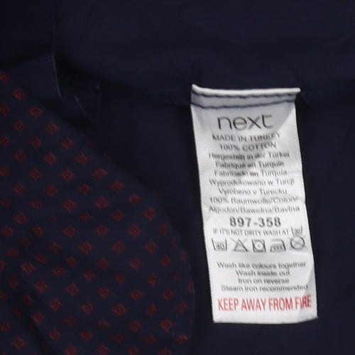 Next Men's Slim Fit Blue Geometric Shirt Size 15.5