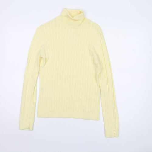 Viyella Active Women's Yellow Cable-Knit Roll Neck Jumper S