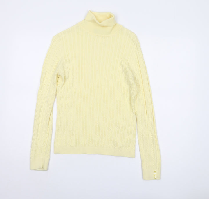 Viyella Active Women's Yellow Cable-Knit Roll Neck Jumper S