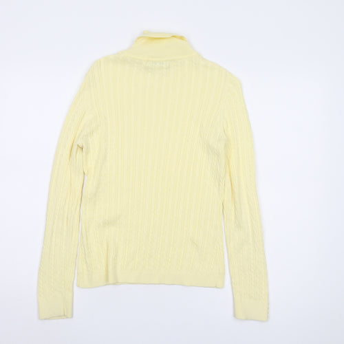 Viyella Active Women's Yellow Cable-Knit Roll Neck Jumper S