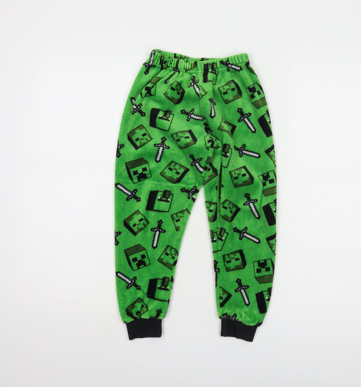 Minecraft Boys Green Fleece Pyjama Pants Age 7