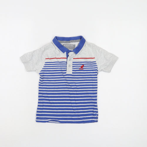 Kangol Boys Blue Striped Polo Shirt - 4-5 Years