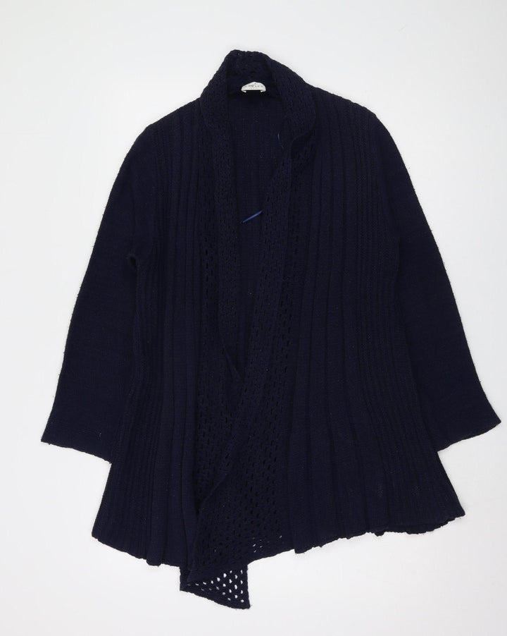 Eastex Women's Blue Open Front Cardigan, S, Casual Knit Style