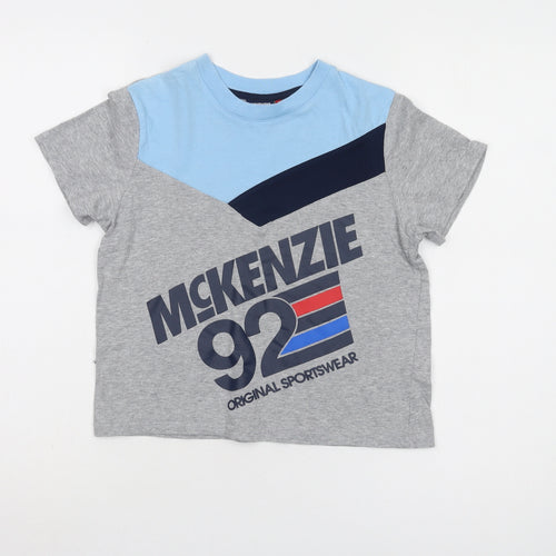 McKenzie Boys T-Shirt Grey Blue 7-8 Years Graphic Casual