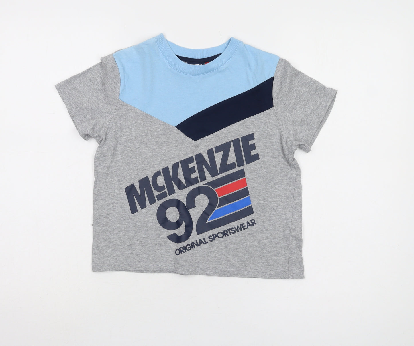 McKenzie Boys T-Shirt Grey Blue 7-8 Years Graphic Casual
