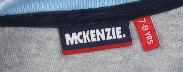 McKenzie Boys T-Shirt Grey Blue 7-8 Years Graphic Casual