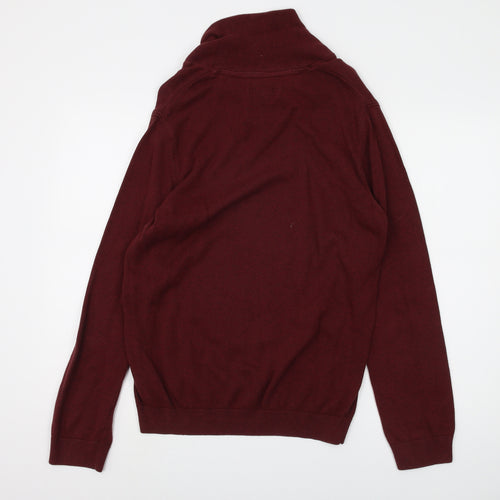 Jules Men's Red Henley Jumper M - Cotton Knit