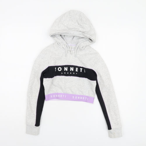 Sonneti Girls Grey Logo Pullover Hoodie, 8-9 Years