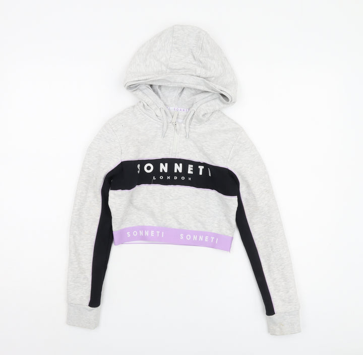 Sonneti Girls Grey Logo Pullover Hoodie, 8-9 Years