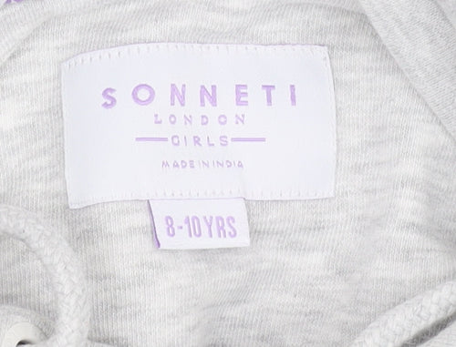Sonneti Girls Grey Logo Pullover Hoodie, 8-9 Years