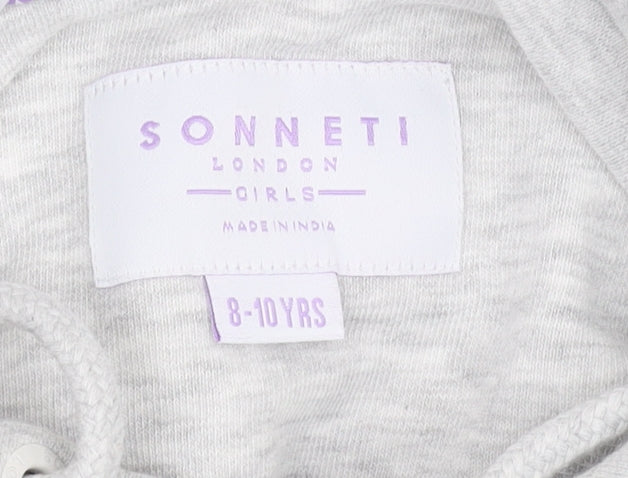 Sonneti Girls Grey Logo Pullover Hoodie, 8-9 Years