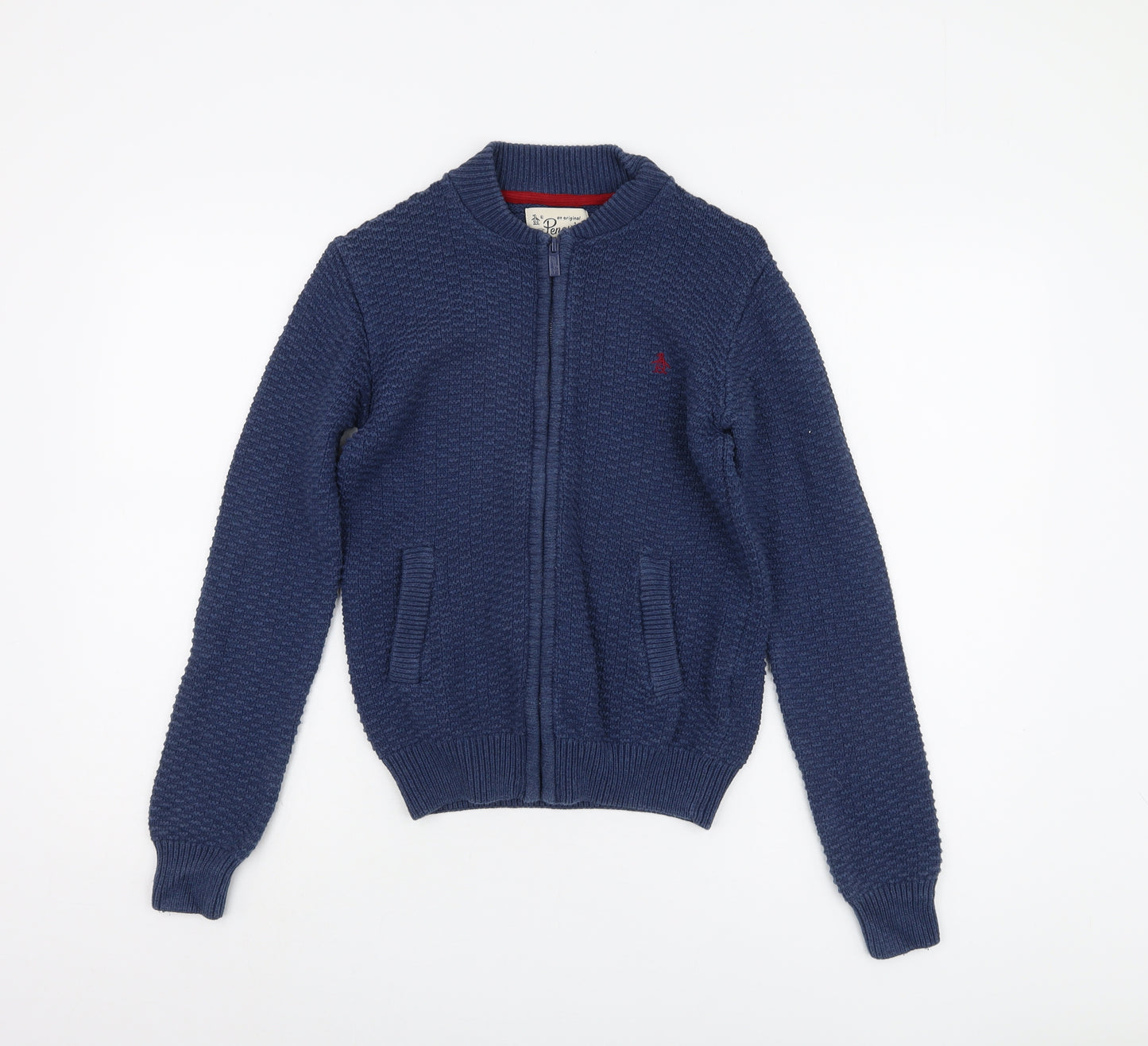 Original Penguin Boys Blue Full Zip Jumper Size 12-13Y
