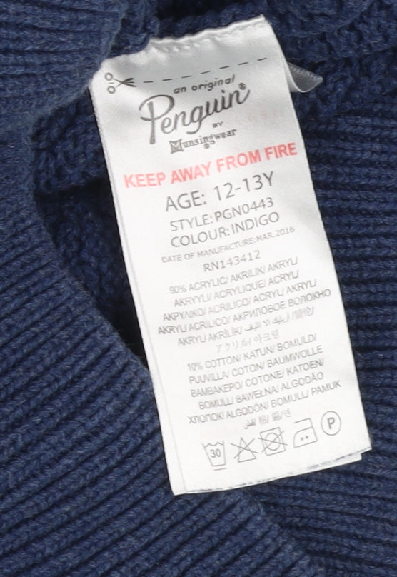 Original Penguin Boys Blue Full Zip Jumper Size 12-13Y